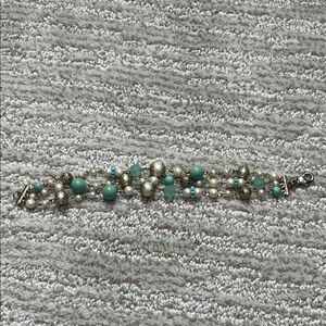 Carolee Fresh Water Pearl and Turquoise 3 Strand Bracelet